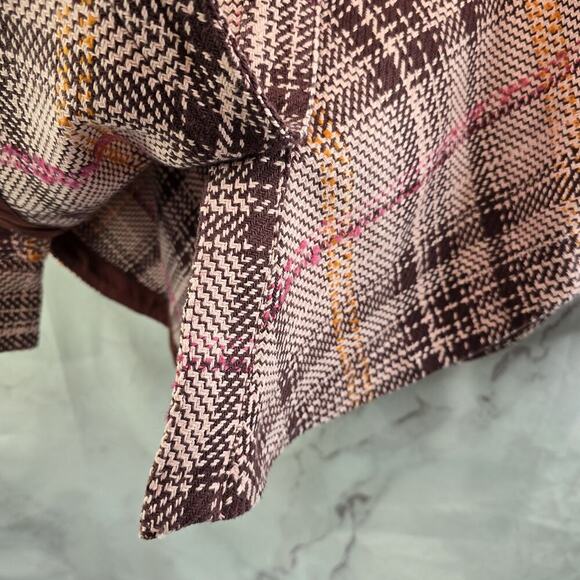 By Anthropologie Shirt Jacket Womens Medium Pink Red Shacket Textured Hudson - Picture 8 of 12